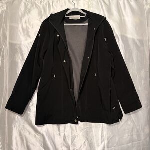 Fitz Wright Men’s Black Trench Coat:Jacket W/ Hoodie Lined Size Large